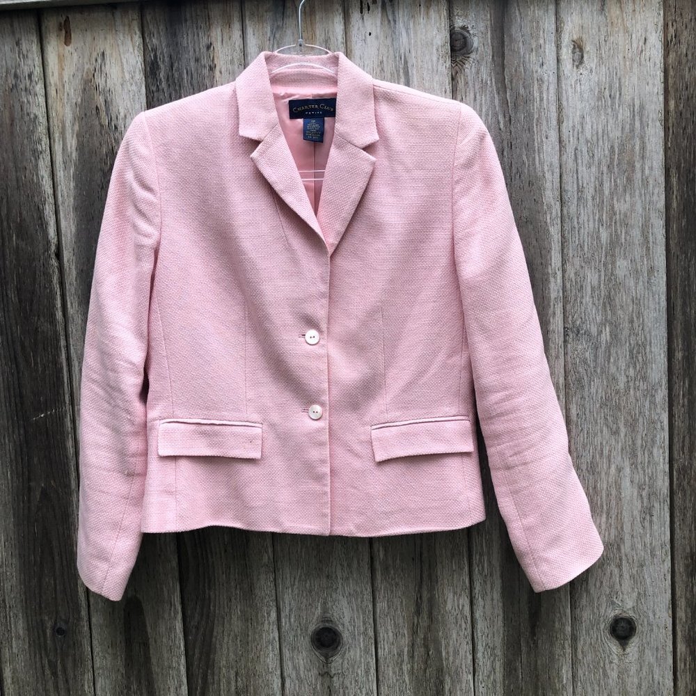 Vintage Charter Club Soft Pink Preppy Suit Jacket Size 6P